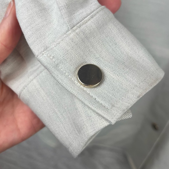 F&F Collared Shacket Shirt Jacket Snap Up Cream Double Front Pockets Size 10 - Picture 7 of 16